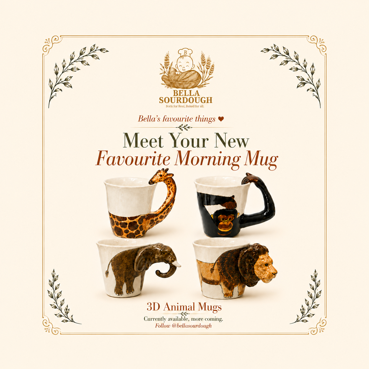 Hand-Painted 3D Animal Mugs | Handmade Ceramic Mugs